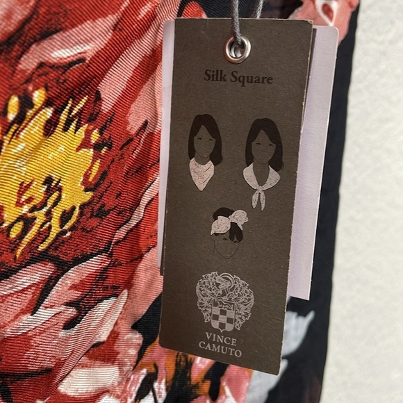 NWT Vince Camuto Floral Print Square Scarf Lightweight Silk Blend - Picture 4 of 8